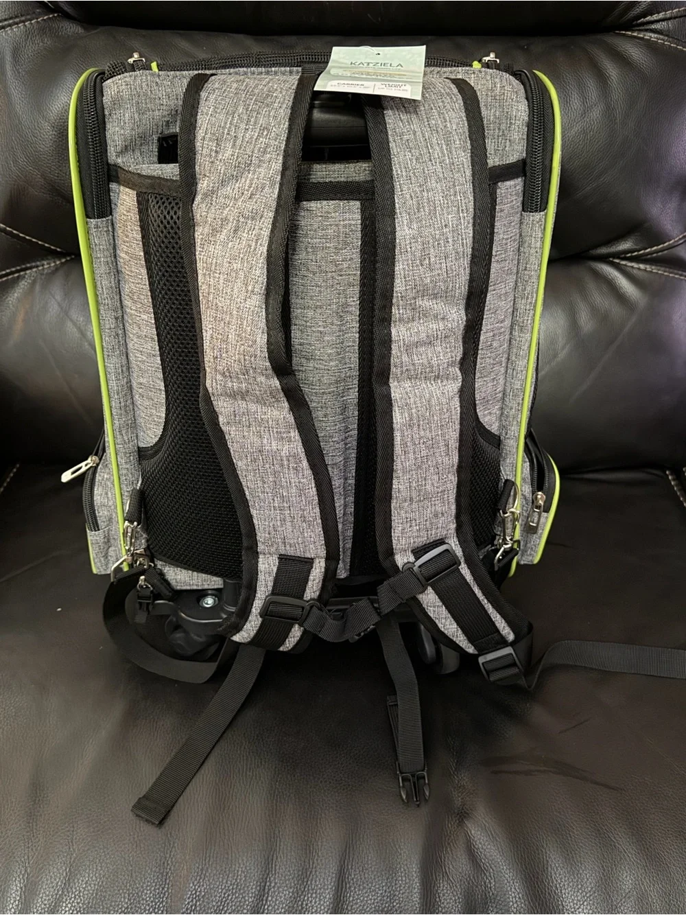 Gray and Neon Yellow Rolling Pet Travel Bag